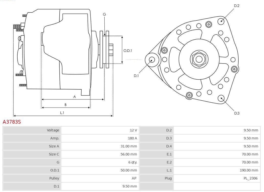 Kintamosios srovės generatorius AS-PL A3783S