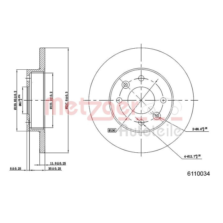 Stabdžių diskas METZGER 6110034