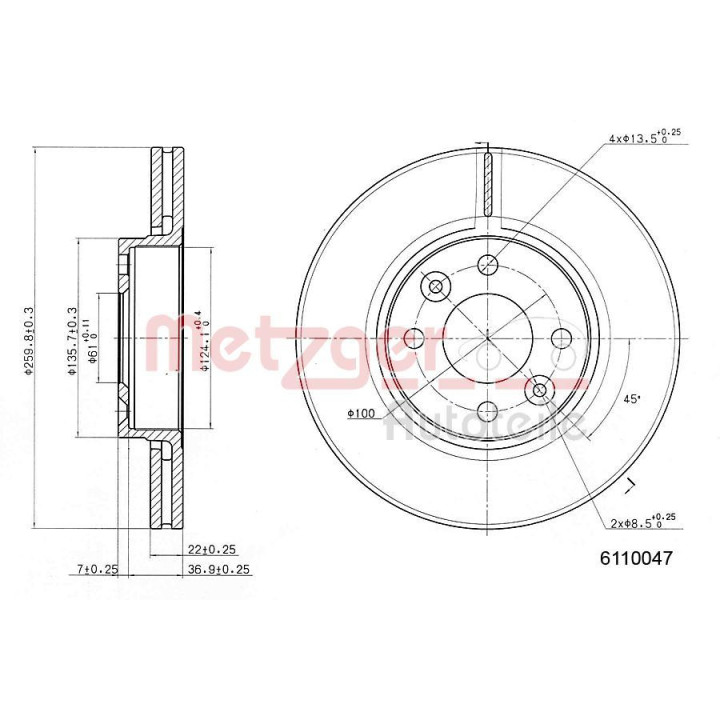 Stabdžių diskas METZGER 6110047