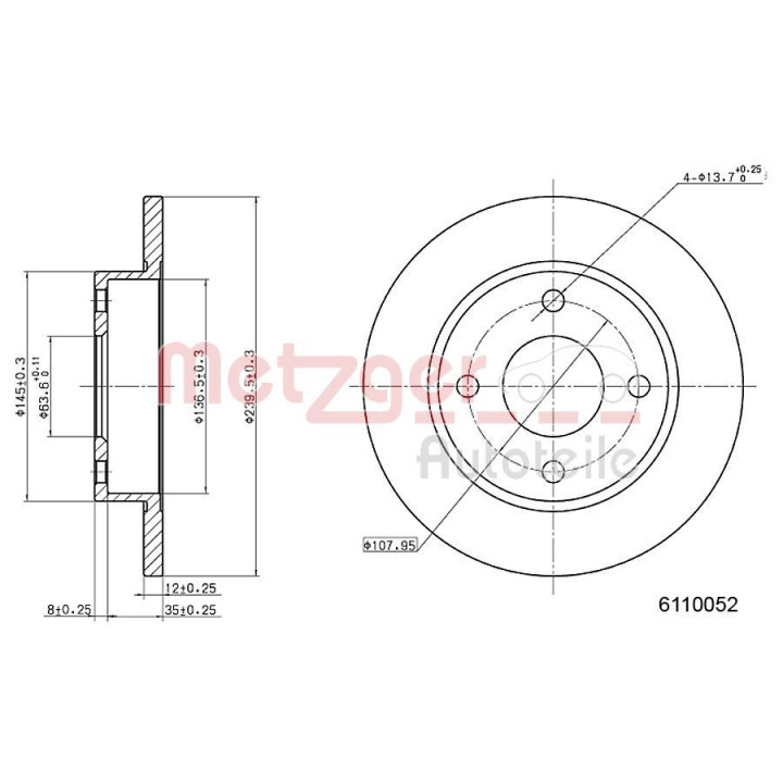 Stabdžių diskas METZGER 6110052