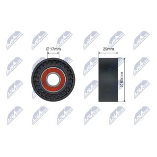 įtempiklio skriemulys, V formos rumbuotas diržas NTY RNK-AR-018