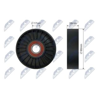 įtempiklio skriemulys, V formos rumbuotas diržas NTY RNK-CH-056