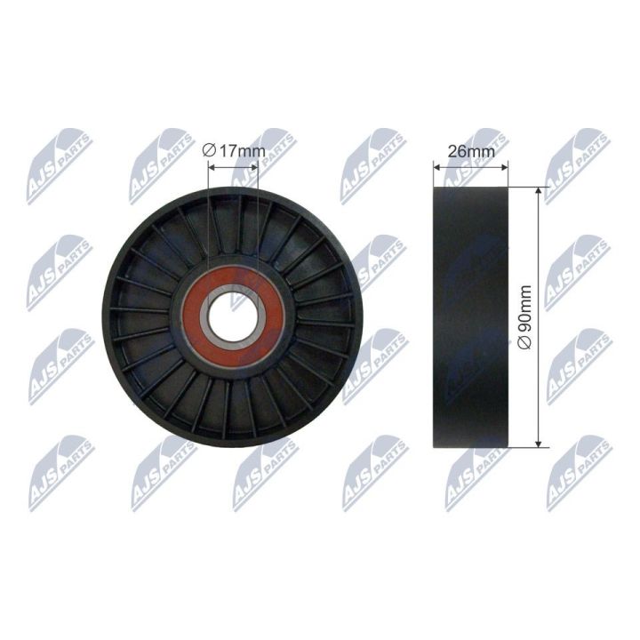 įtempiklio skriemulys, V formos rumbuotas diržas NTY RNK-CH-056