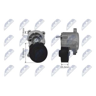 įtempiklio skriemulys, V formos rumbuotas diržas NTY RNK-CT-032