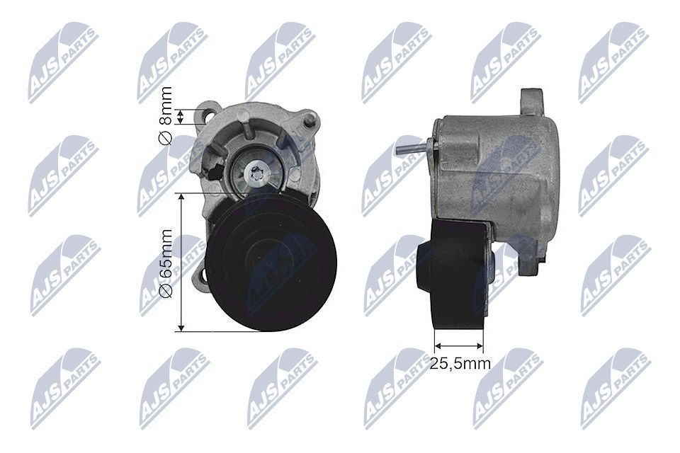įtempiklio skriemulys, V formos rumbuotas diržas NTY RNK-CT-032
