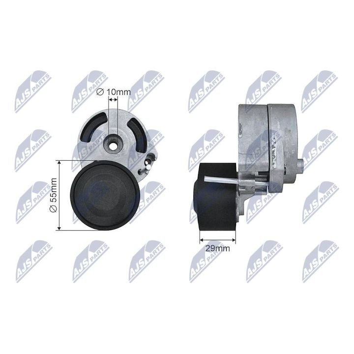 įtempiklio skriemulys, V formos rumbuotas diržas NTY RNK-CT-033