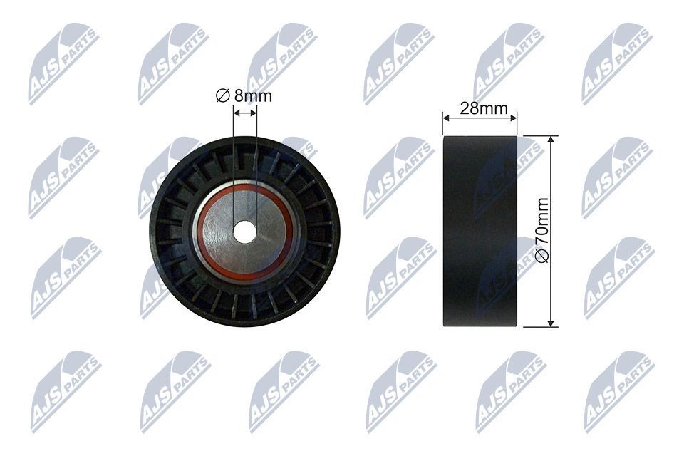 įtempiklio skriemulys, V formos rumbuotas diržas NTY RNK-CT-050