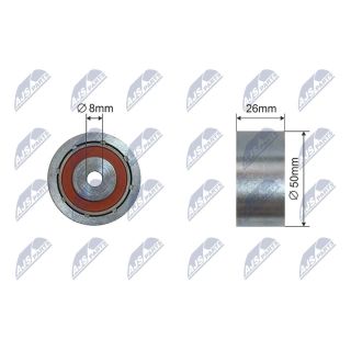 įtempiklio skriemulys, V formos rumbuotas diržas NTY RNK-CT-058