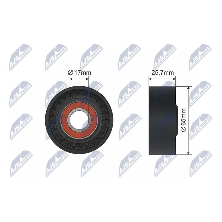 įtempiklio skriemulys, V formos rumbuotas diržas NTY RNK-FR-011