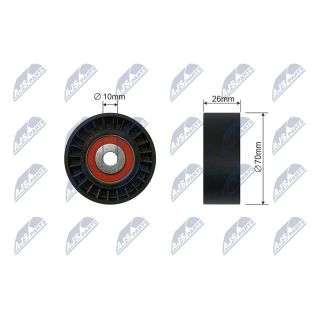 įtempiklio skriemulys, V formos rumbuotas diržas NTY RNK-FR-058