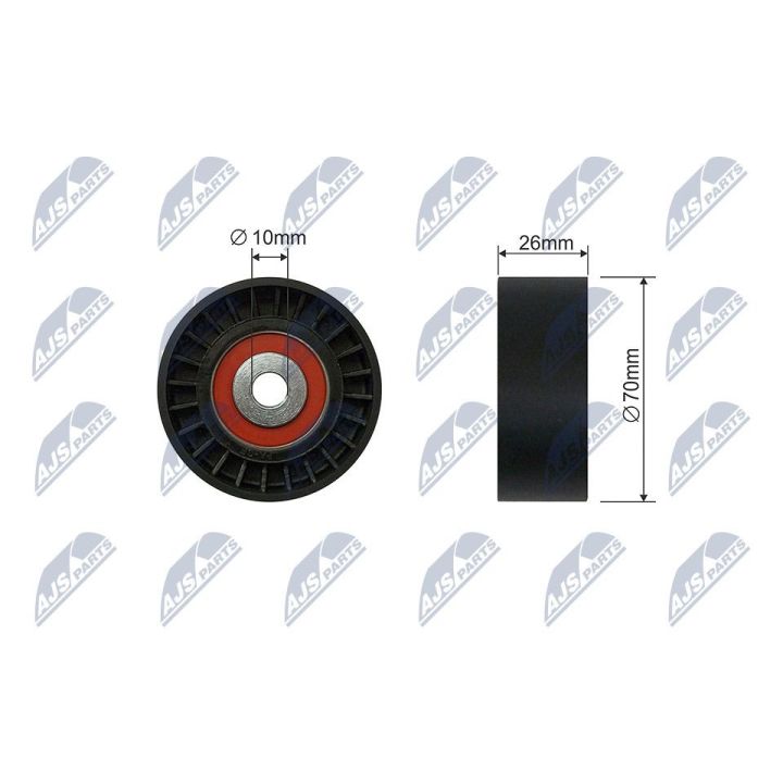 įtempiklio skriemulys, V formos rumbuotas diržas NTY RNK-FR-058