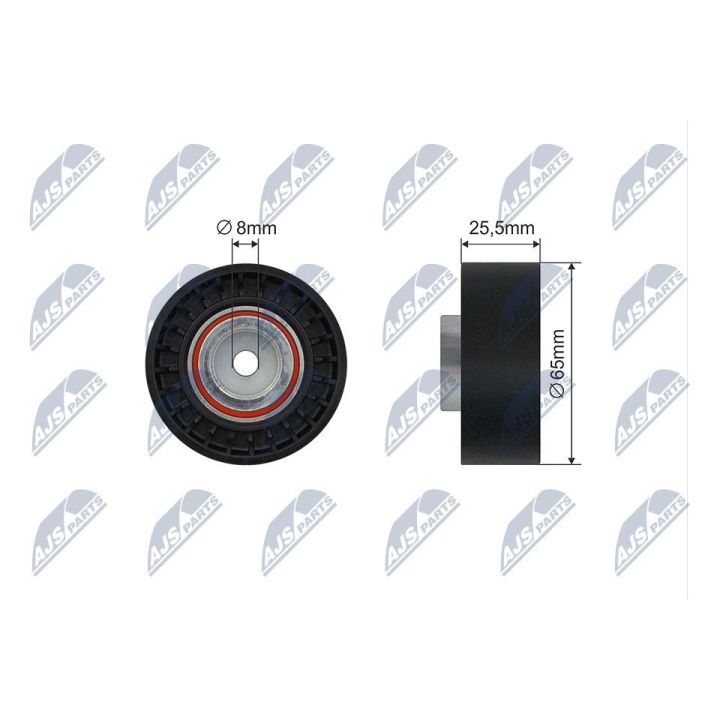 įtempiklio skriemulys, V formos rumbuotas diržas NTY RNK-FT-018