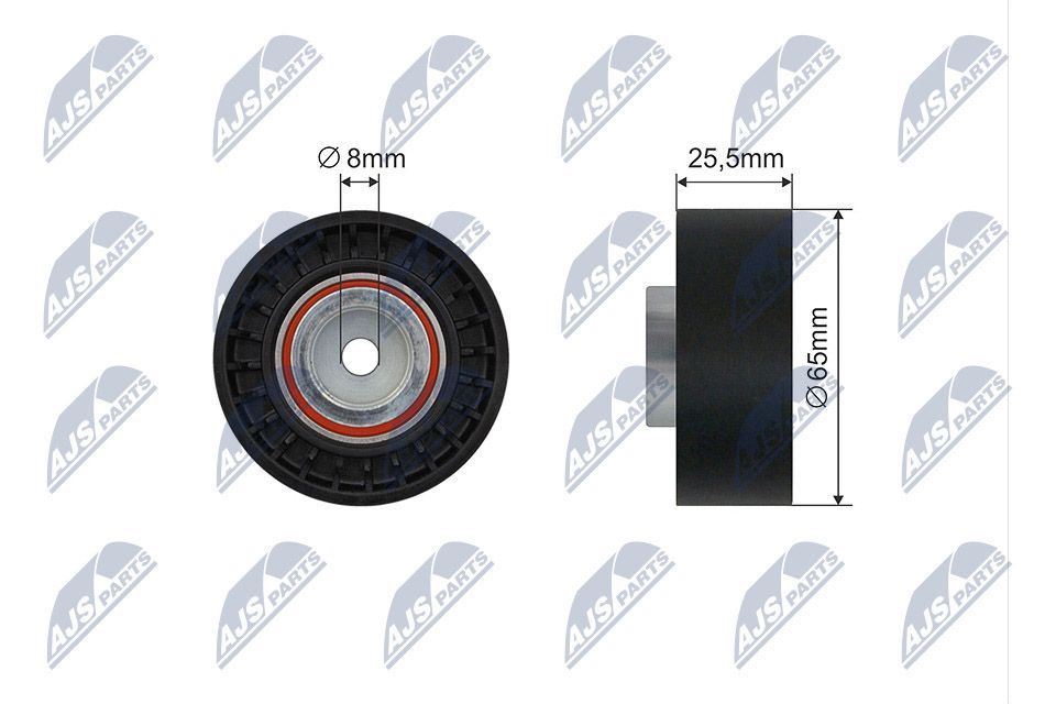 įtempiklio skriemulys, V formos rumbuotas diržas NTY RNK-FT-018