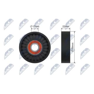 įtempiklio skriemulys, V formos rumbuotas diržas NTY RNK-KA-012