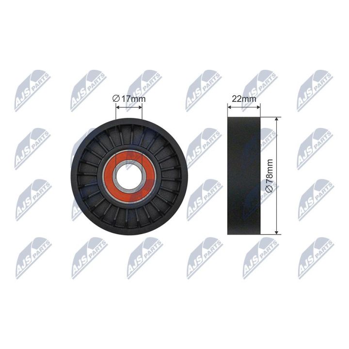 įtempiklio skriemulys, V formos rumbuotas diržas NTY RNK-KA-012