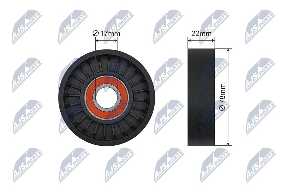 įtempiklio skriemulys, V formos rumbuotas diržas NTY RNK-KA-012