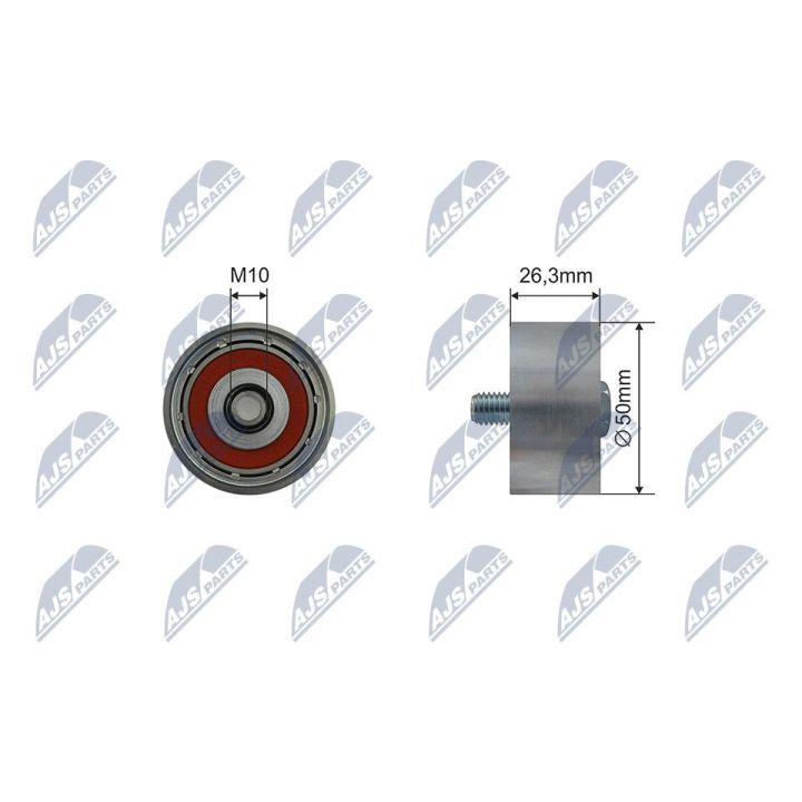 įtempiklio skriemulys, V formos rumbuotas diržas NTY RNK-KA-014