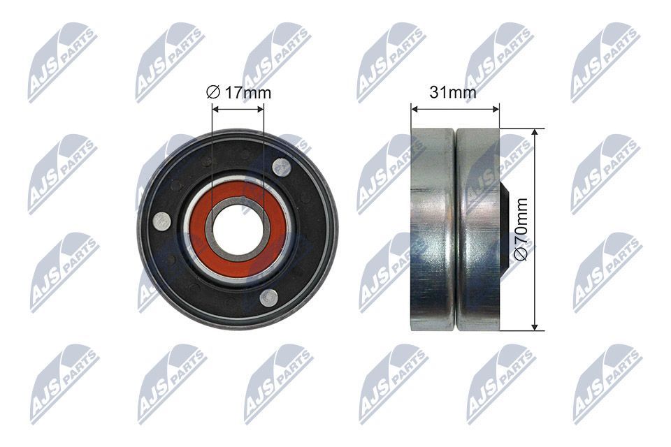 įtempiklio skriemulys, V formos rumbuotas diržas NTY RNK-LR-015