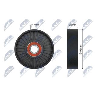 įtempiklio skriemulys, V formos rumbuotas diržas NTY RNK-LR-016