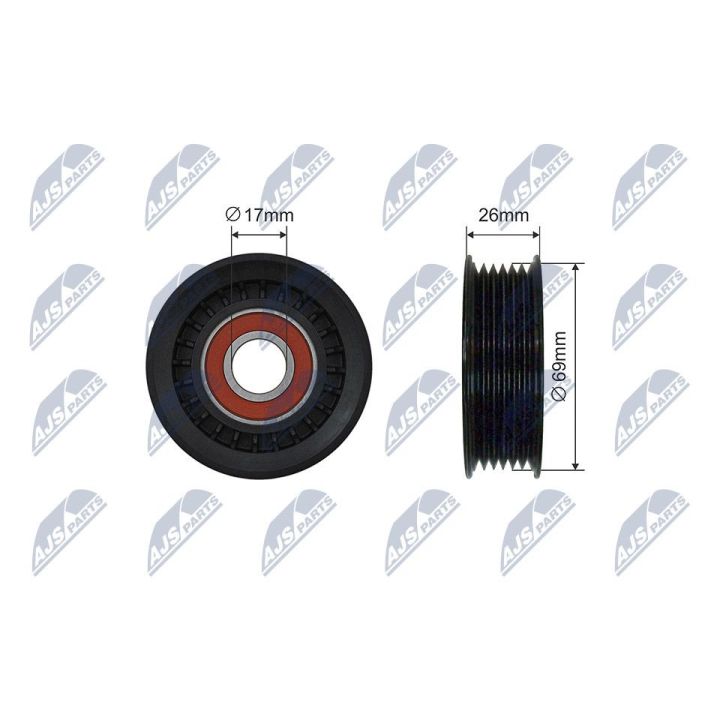 įtempiklio skriemulys, V formos rumbuotas diržas NTY RNK-MZ-016