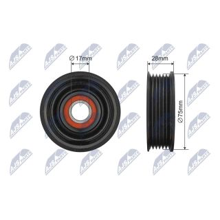 įtempiklio skriemulys, V formos rumbuotas diržas NTY RNK-MZ-017