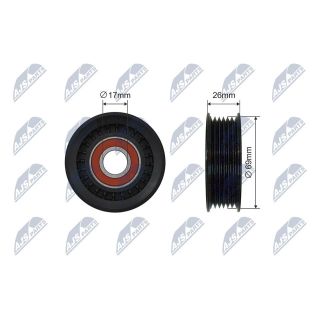 įtempiklio skriemulys, V formos rumbuotas diržas NTY RNK-MZ-018