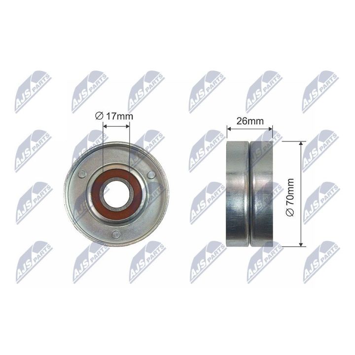 įtempiklio skriemulys, V formos rumbuotas diržas NTY RNK-NS-015