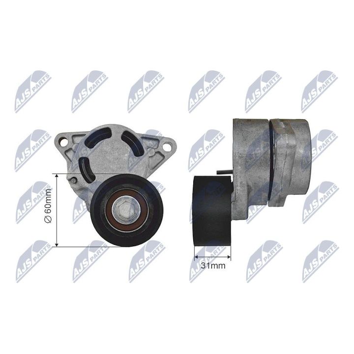 įtempiklio skriemulys, V formos rumbuotas diržas NTY RNK-NS-035