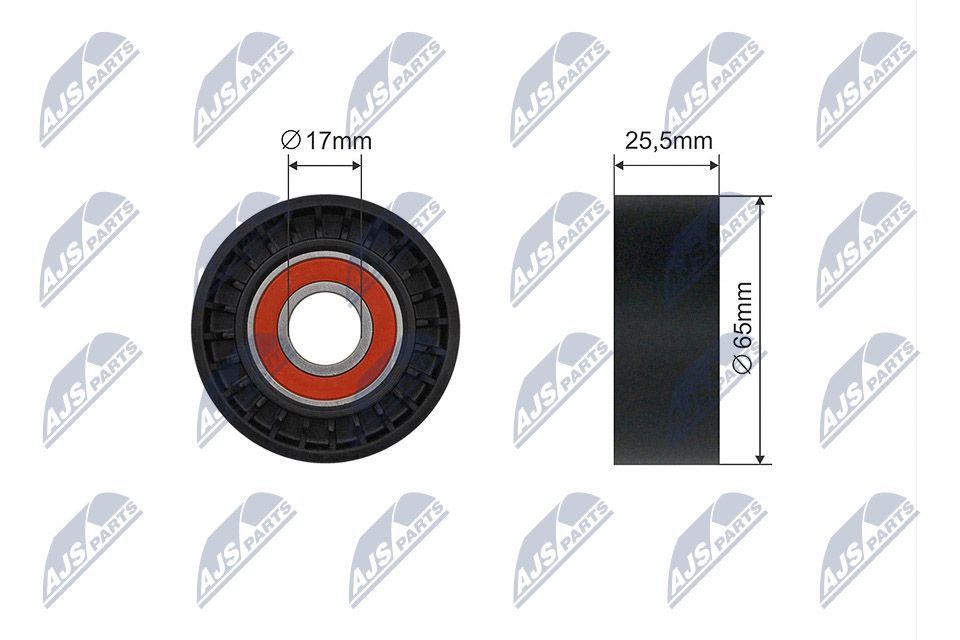įtempiklio skriemulys, V formos rumbuotas diržas NTY RNK-PE-006