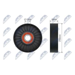 įtempiklio skriemulys, V formos rumbuotas diržas NTY RNK-PE-015