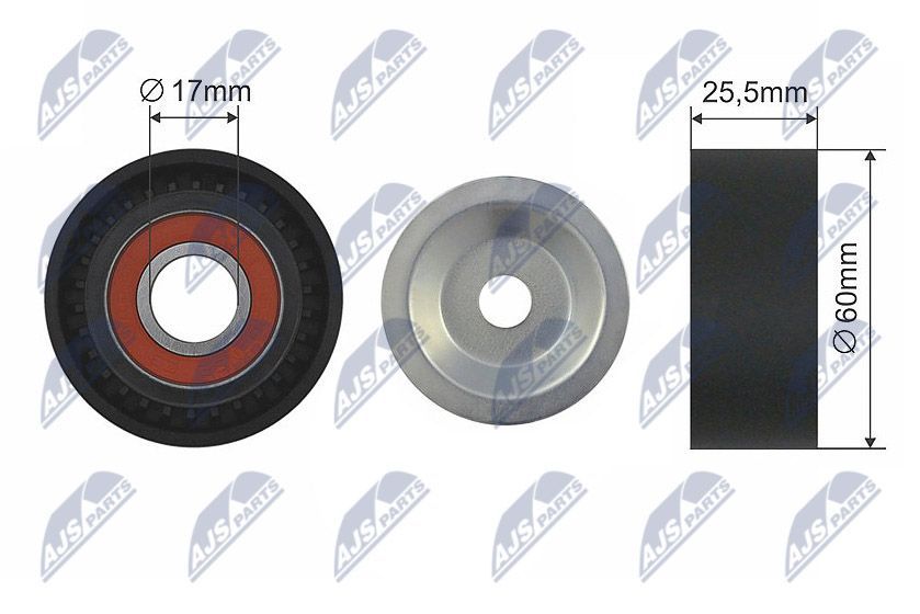 įtempiklio skriemulys, V formos rumbuotas diržas NTY RNK-PL-010