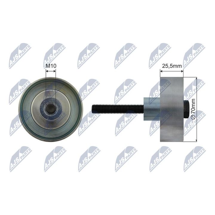 įtempiklio skriemulys, V formos rumbuotas diržas NTY RNK-PL-040