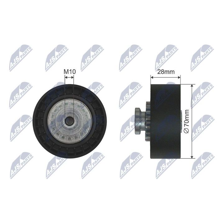 įtempiklio skriemulys, V formos rumbuotas diržas NTY RNK-RE-020
