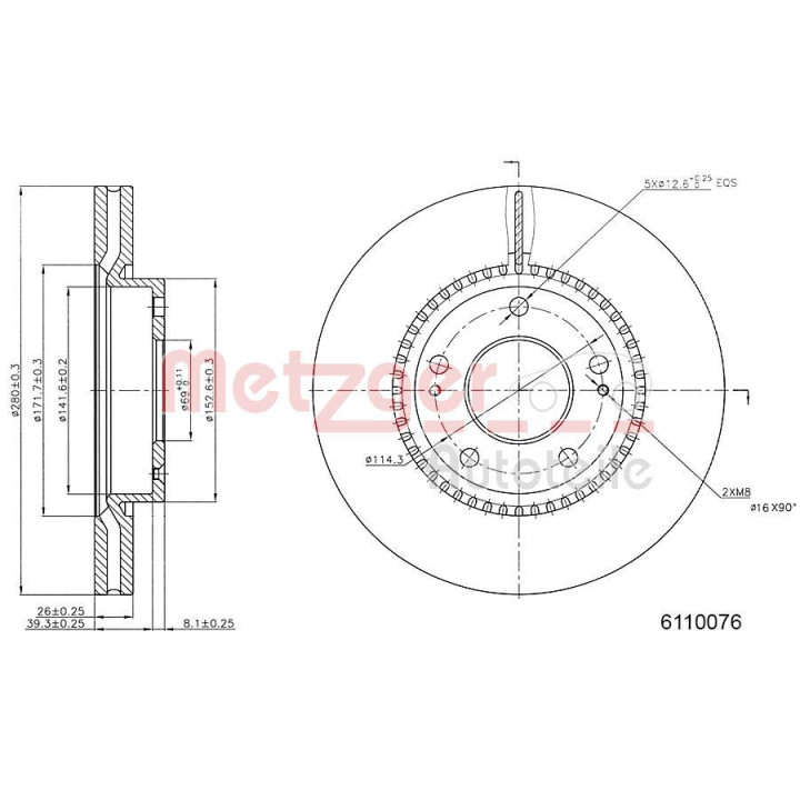 Stabdžių diskas METZGER 6110076