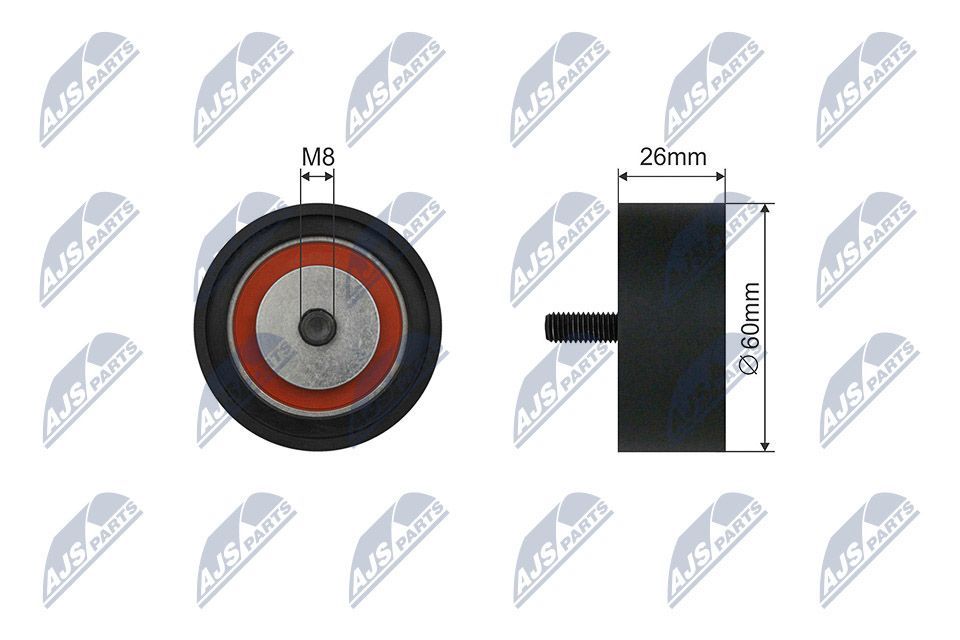 įtempiklio skriemulys, V formos rumbuotas diržas NTY RNK-RE-039