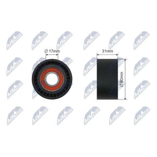 įtempiklio skriemulys, V formos rumbuotas diržas NTY RNK-RE-040