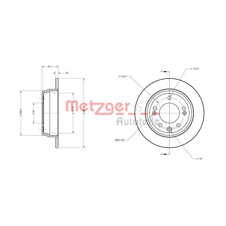 Stabdžių diskas METZGER 6110107