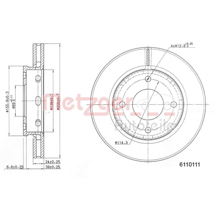 Stabdžių diskas METZGER 6110111