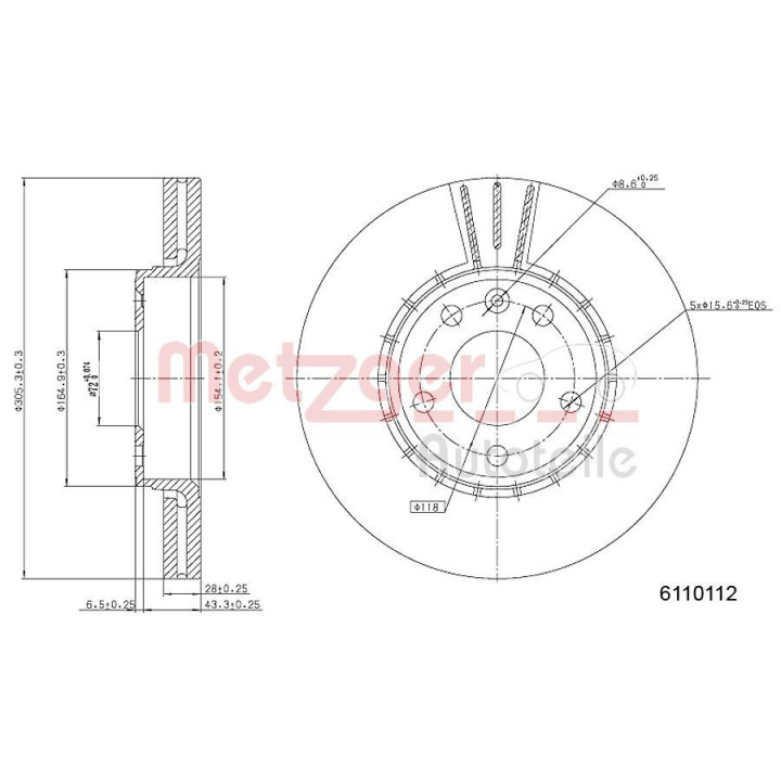 Stabdžių diskas METZGER 6110112