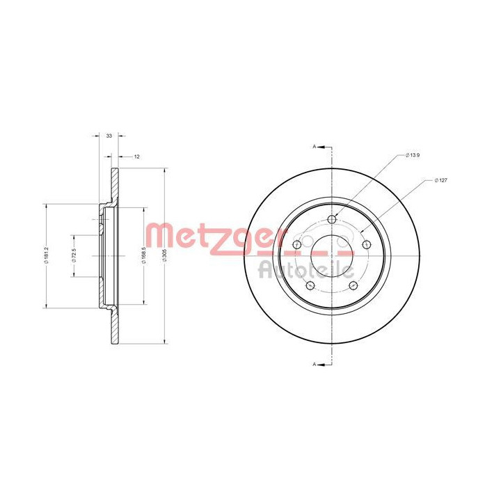 Stabdžių diskas METZGER 6110120