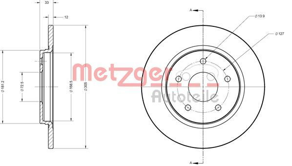 Stabdžių diskas METZGER 6110120