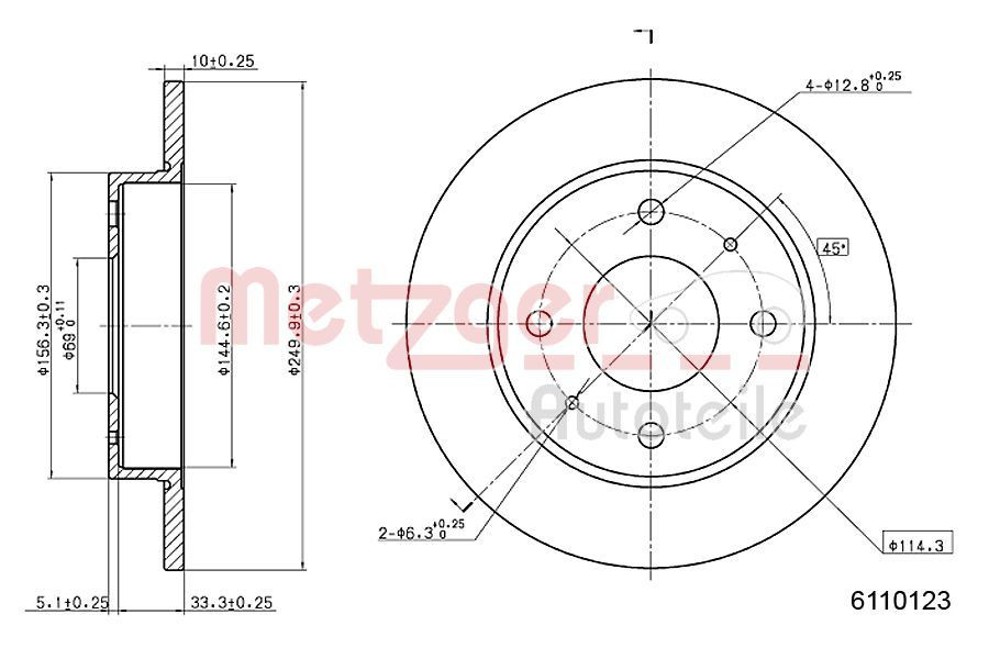 Stabdžių diskas METZGER 6110123
