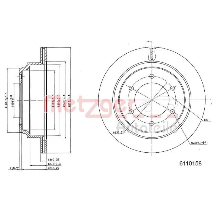 Stabdžių diskas METZGER 6110158