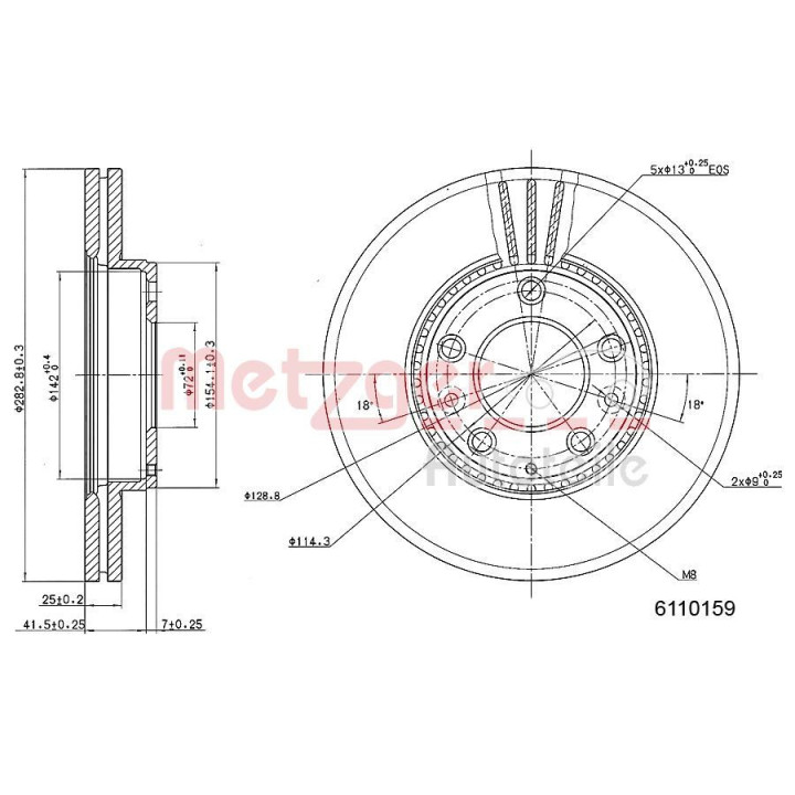 Stabdžių diskas METZGER 6110159
