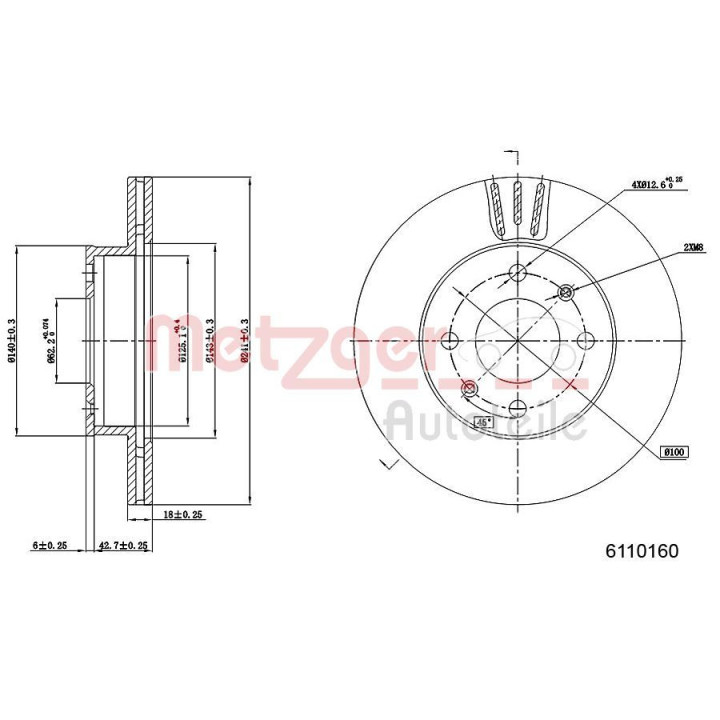 Stabdžių diskas METZGER 6110160
