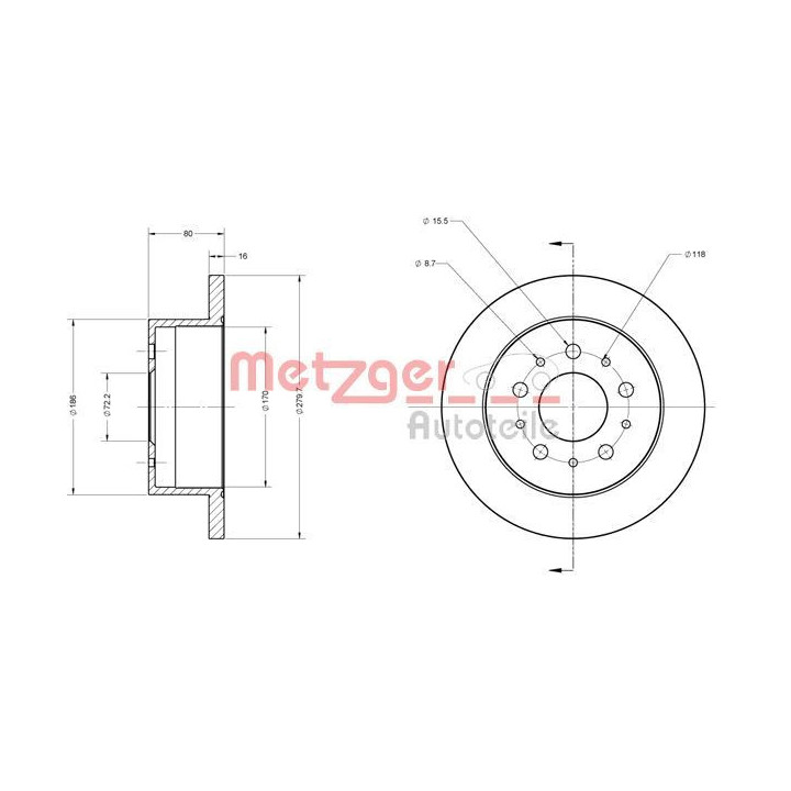 Stabdžių diskas METZGER 6110163
