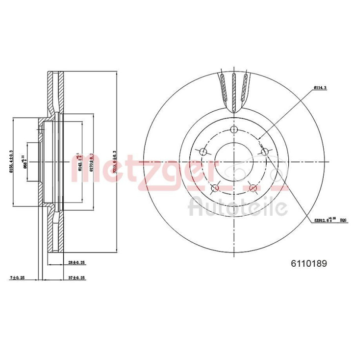 Stabdžių diskas METZGER 6110189