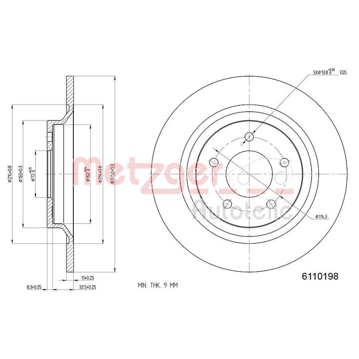 Stabdžių diskas METZGER 6110198
