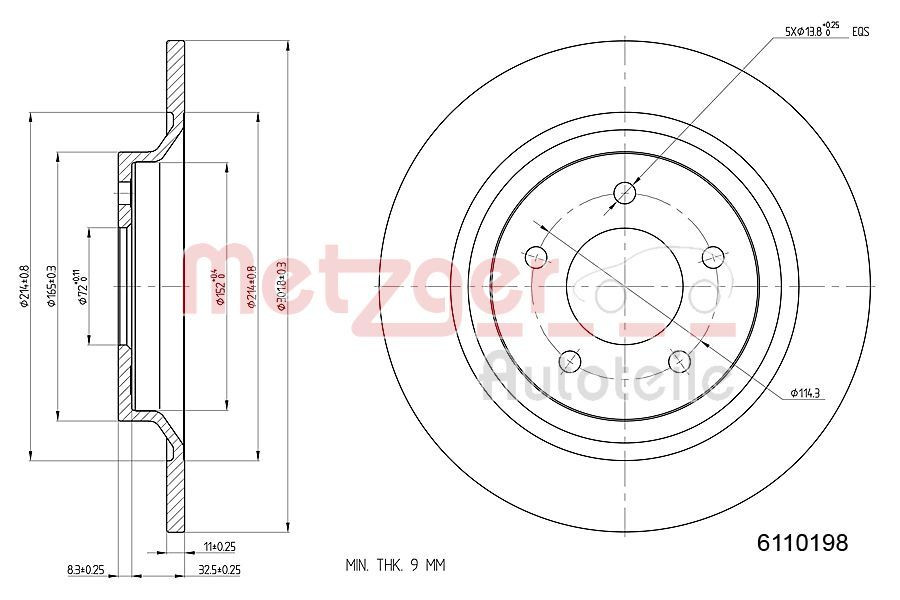 Stabdžių diskas METZGER 6110198