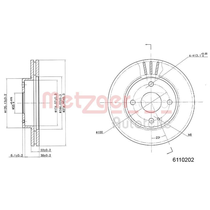 Stabdžių diskas METZGER 6110202
